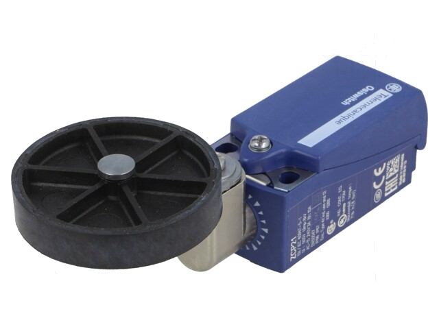 Eindschakelaar; hendel R 58mm, roller van kunststof Ø50mm Eindschakelaar; hendel R 58mm, roller van kunststof Ø50mm